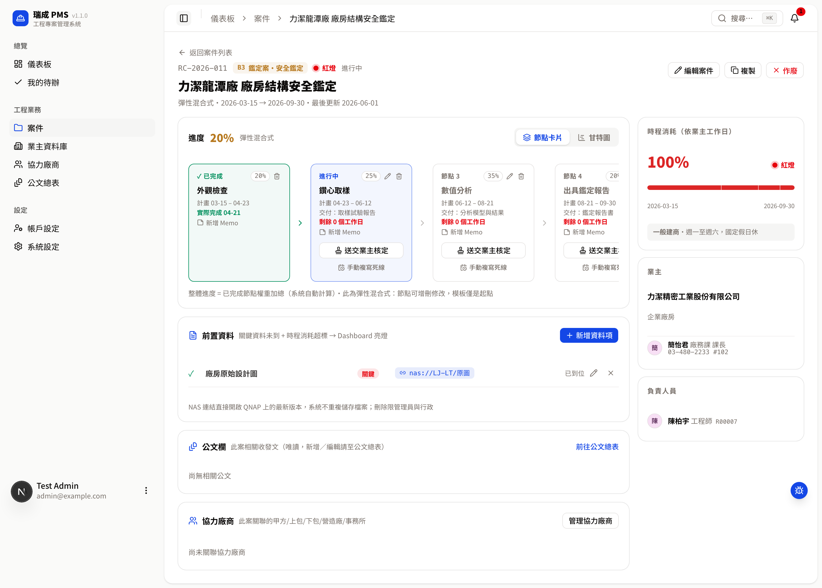 彈性混合式案件的節點卡片(含修改圖示)
